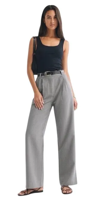 Abercrombie - Sloane Tailored Trousers Gray Wide Leg Sz 14 thumbnail 1