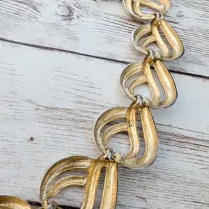 Vintage Necklace Statement Gold Tone Ornate Chunky thumbnail 8
