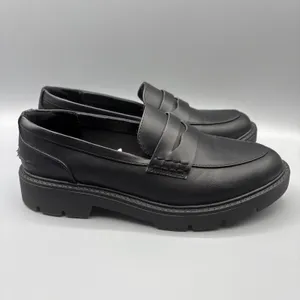 A New Day Chunky Penny Loafers Size 9.5 Black Faux Vegan Leather Dark Academia thumbnail 4