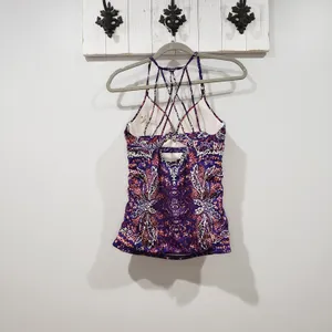 Athleta Aqualuxe Molded Tankini Top Purple Floral Swim Women’s MT thumbnail 2