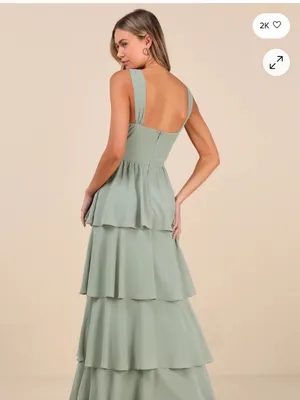 Lulus Carlynda Sage Brush Tiered Bustier Maxi Dress Size XL thumbnail 2