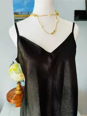 Gilly Hicks Black Slip Dress Size Medium V Neck Minimalist Y2K Festival thumbnail 4