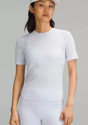 Lululemon Asymmetrical Ribbed Cotton Tshirt Size‎ XS Blissful Blue thumbnail 1