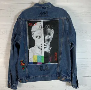 Brooklyn Cloth Jacket Embroidered Patches Denim Blue size L Juniors thumbnail 2