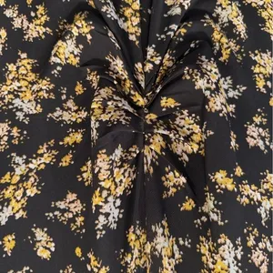 AFRM Tezza‎ Black and Gold Floral Mesh Long Sleeve Ruched Midi Dress size Small thumbnail 6