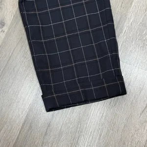 H&M Windowpane Plaid Cuff Hem‎ Skinny Fit Trouser Pants Blue Tan Size 29 thumbnail 5
