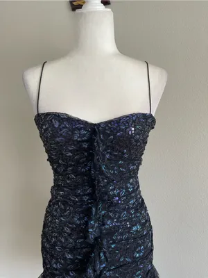 For Love & Lemons Black Iridescent Floral Lace Mini Dress thumbnail 2