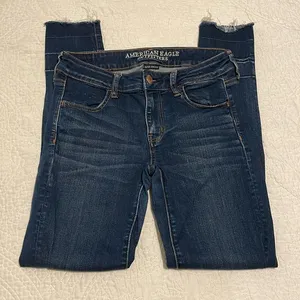 American Eagle Dark Wash Distressed Skinny Jeans Jeggings thumbnail 1