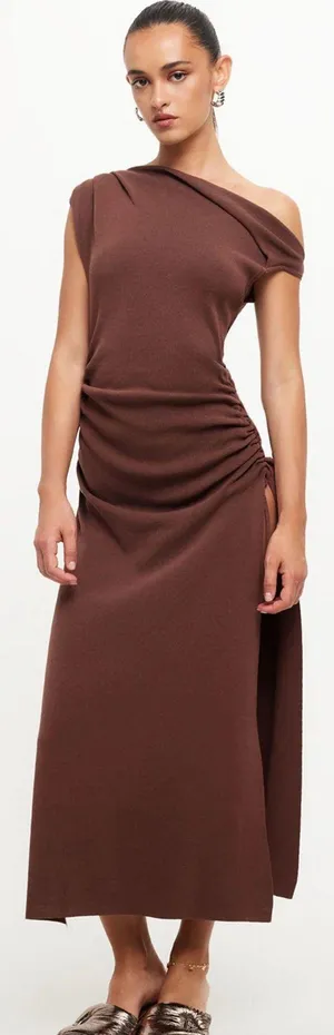 LIONESS NWT Original Sin Midi Dress in Chocolate. Size Medium thumbnail 1