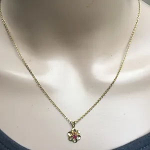 Vintage flower pendant necklace thumbnail 1
