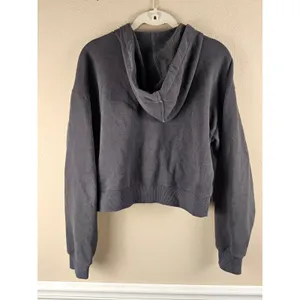 Marine Layer Womens Gray Anytime Cropped Full Zip Hoodie Sweatshirt Small thumbnail 2