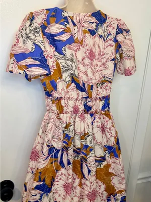 Band Of The Free Free People Blouson Mini Floral Multicolor Short Sleeve Dress S thumbnail 11