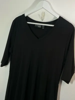Attitudes by Renee Black V-Neck Short Sleeve Maxi Dress Size Large thumbnail 3
