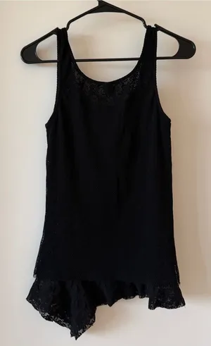 Only Hearts Helena Stuart Black Sheer Lace Sequin Shell Tank Top thumbnail 1