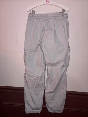 H&M Light Gray Cargo Pants with Utility Pockets thumbnail 3