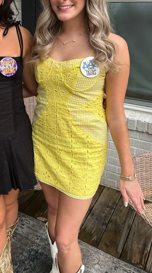 Yellow Eyelet Dress thumbnail 6