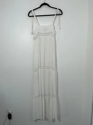 Forever 21 Women’s Medium Y2K Boho Cottagecore Strappy Crochet Lace Maxi Dress thumbnail 2