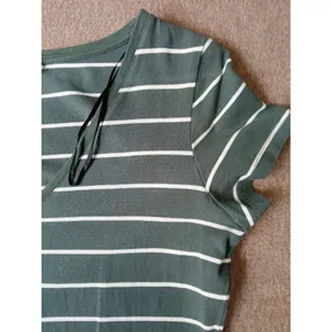 H&M Basic T-Shirt Dress Womens Green White Stripes Size Medium thumbnail 5