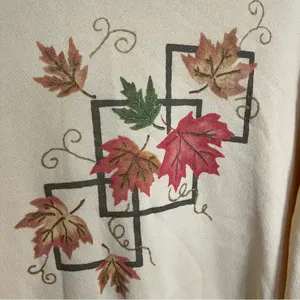 Vintage 90s Womens Autumn Leaves Double Collar Sweatshirt Size Large Made In USA thumbnail 2