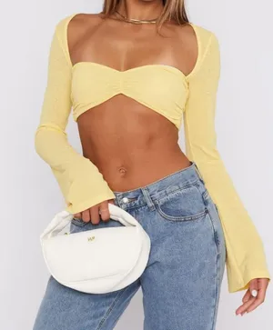 White fox what about me long sleeve crop lemon thumbnail 1