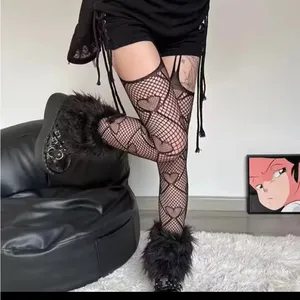 Black Fishnet Heart Tights thumbnail 2