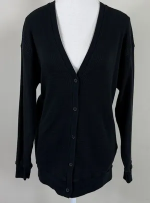 Babaton Waffle Knit Elongated‎ Cardigan in Black Size Small thumbnail 1