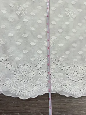 Studio West 100% Cotton Eyelet Swiss Dot Boho Peasant Blouse M White thumbnail 10