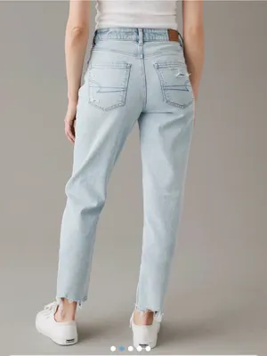 NWT American Eagle Stretch Mom Jean size 10 Long light wash 30W thumbnail 2