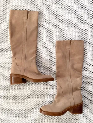 Dolce Vita Beige Suede Illora Knee High Heeled Pull On Knee High Boots 6 Sample thumbnail 1