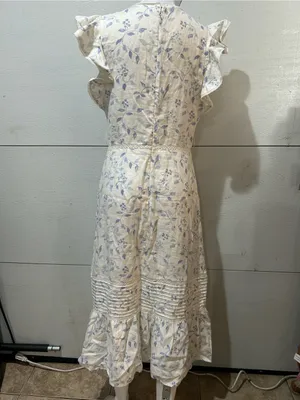Reformation Ivory Maxi Dress with Lavender Floral Print thumbnail 8