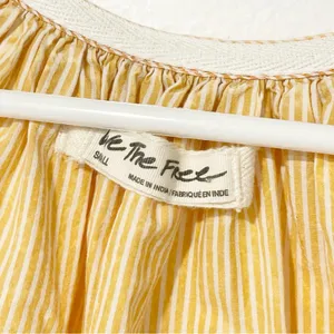 Free People Size Small Striped Button Front Oxford Swing‎ Tunic in Golden Combo thumbnail 4