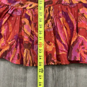 Farm Rio Dress Women's Size Large Red Banana Juice Boho Puff Sleeve Tie Mini thumbnail 7