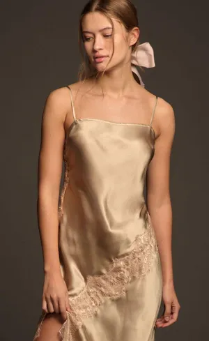 Anthropologie By Asymmetrical Lace Slip Dress thumbnail 3