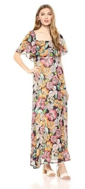 $325 Rachel Pally Women's Blue Sheer Long Eden Floral Maxi‎ Dress Size 3X NWT thumbnail 1