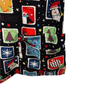 UA Flex 2 Christmas Holiday Festive Stamp Sticker Stretch Medical Scrubs Top thumbnail 5