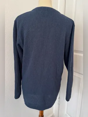 Peruvian Connection 100% Alpaca Cardigan V Neck Pockets Blue Size Medium thumbnail 3