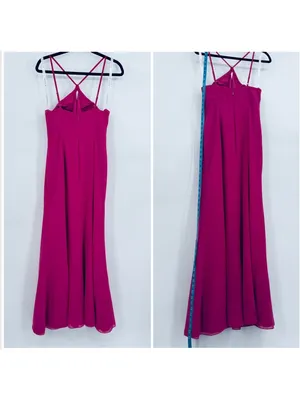 Azazie Livy Dress Size 6 Fuschia Pink Halter Neck Gown thumbnail 3