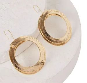 Anthropologie 14k Gold Plated Herringbone Swirl Drop Earrings thumbnail 1