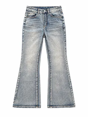 ROMWE Star Patch Flare Jeans Size 2 grunge med wash Distressed Frayed Y2K edgy thumbnail 1