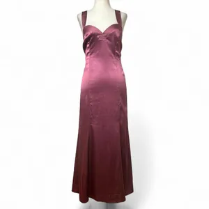 Anthropologie Satin Midi Dress in Mauve thumbnail 3