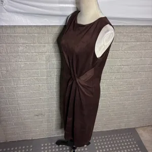 J.McLaughlin Brown Faux Suede Twist Front Sleeveless Sheath Dress Medium thumbnail 5
