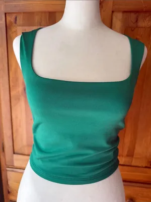 Emerald Square Neck Silky Tank Top - Women thumbnail 1