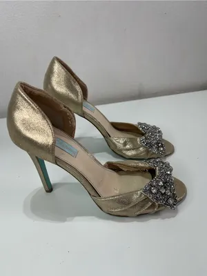Vtg Y2K Betsey Johnson Rhinestone Glam Coquette Gown Leather Heels Women 8.5M thumbnail 3
