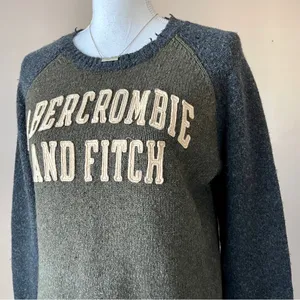 ABERCROMBIE & FITCH | Wool Blend Embroidered Logo Raglan Knit Sweater Sz M thumbnail 5
