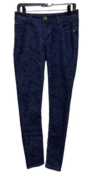 KY Creations Floral Size 30w Blue Jeans Women T2 30" Skinny Stretch‎ thumbnail 1