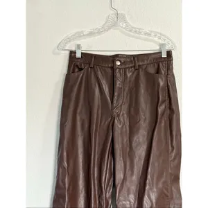 New Garage Faux Leather Chocolate Brown pants Sz M thumbnail 2