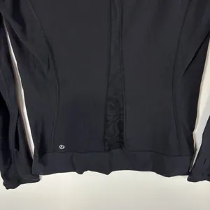 Lululemon Full Tilt Long Sleeve Top Sz 4 Black Lace Back‎ Thumb Holes Yoga thumbnail 6