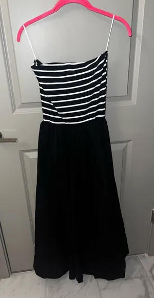 strapless striped dress! Black Size M thumbnail 1
