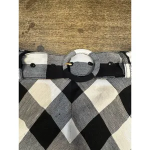 New Kate Spade New York Linen Blend Gingham Belted Skirt‎ Size 0 Black/White thumbnail 5