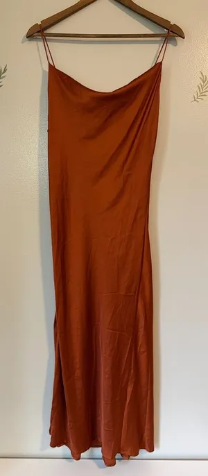 Shein Medium Slip Maxi Dress in Rust Orange thumbnail 1